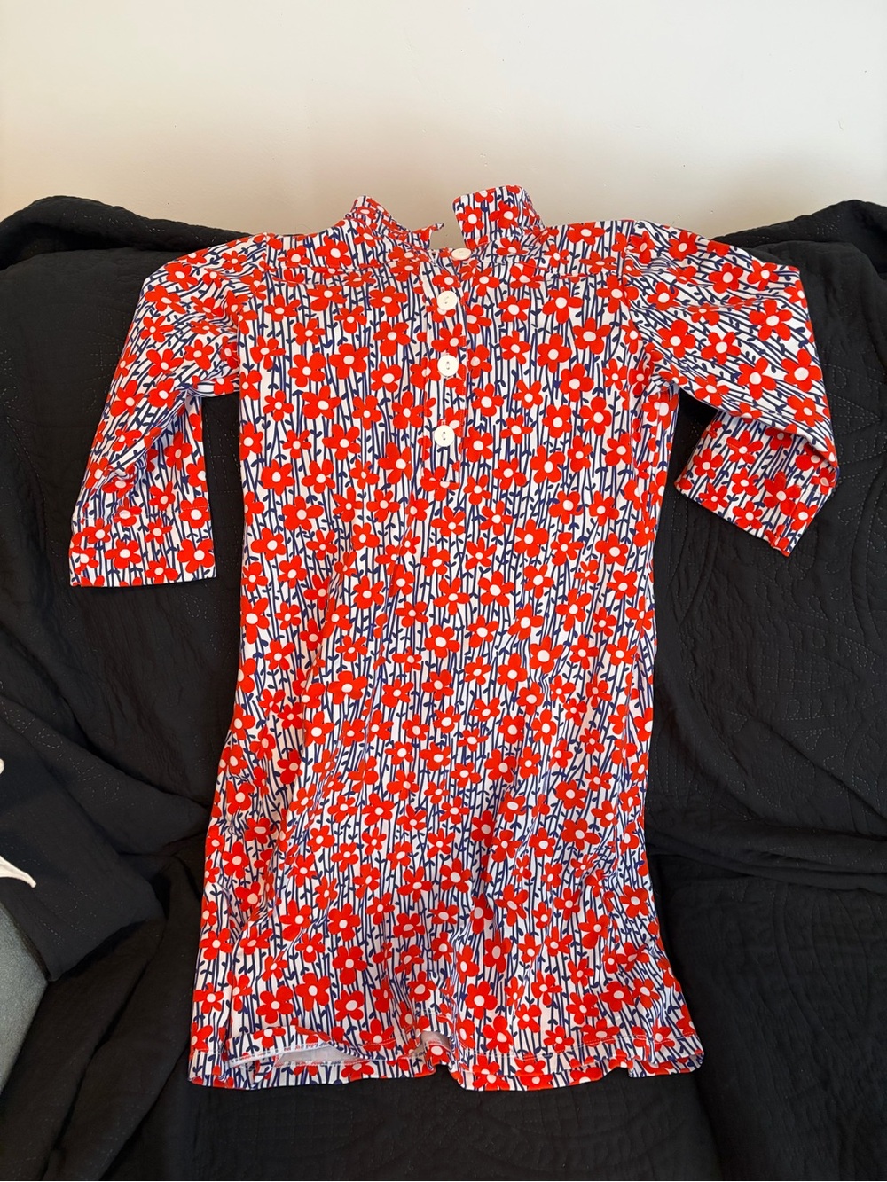 Lesley Ewers Red Floral Cotton Dress - Picture 2 of 4
